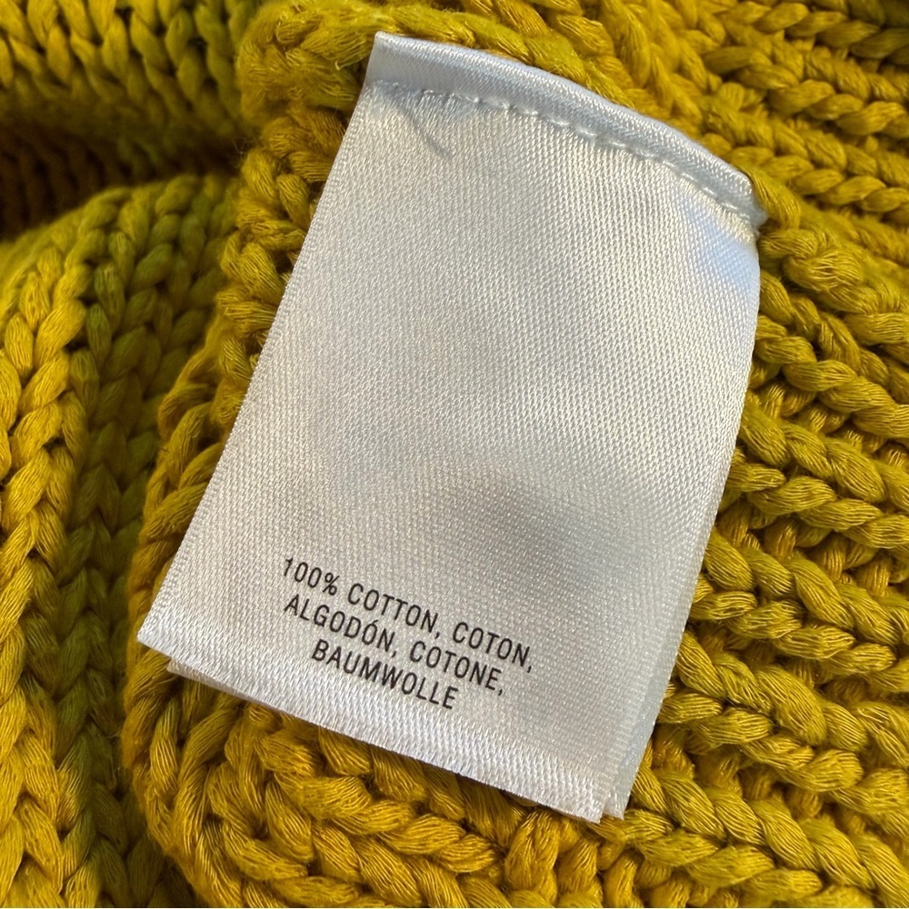 Anthropologie Mustard Yellow Ruffled Off-The-Shoulder Crocheted Sweater Size XS - Picture 8 of 16